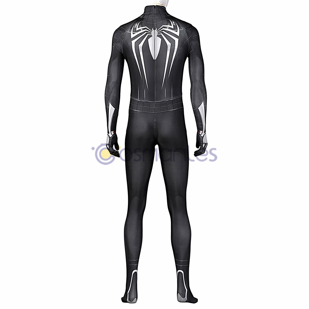 Spider Man Miles Morales PS5 Suit Symbiote Black Spandex Printed Cosplay  Costume