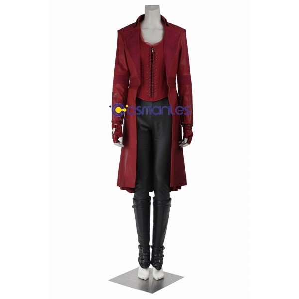 Scarlet Witch Costumes Wanda Maximoff Red Cosplay Long Coat Suit