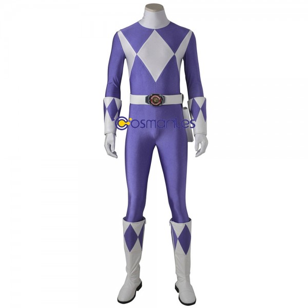 Purple Ranger Cosplay Costume Mighty Morphin Power Rangers Artificial Leather Suit