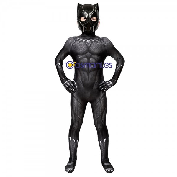Kids Suit Black Panther Cosplay Suit Black Panther Spandex Printed Cosplay Costume