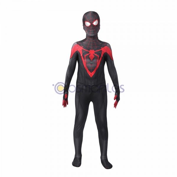 Kids Spiderman Miles Morales PS5 Spandex Printed Cosplay Costume