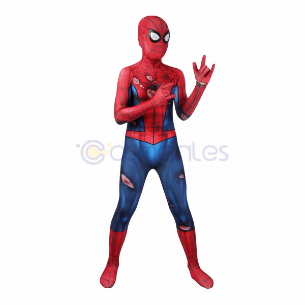 Kids Spiderman PS5 Damaged Edition Cosplay Suit For Halloween