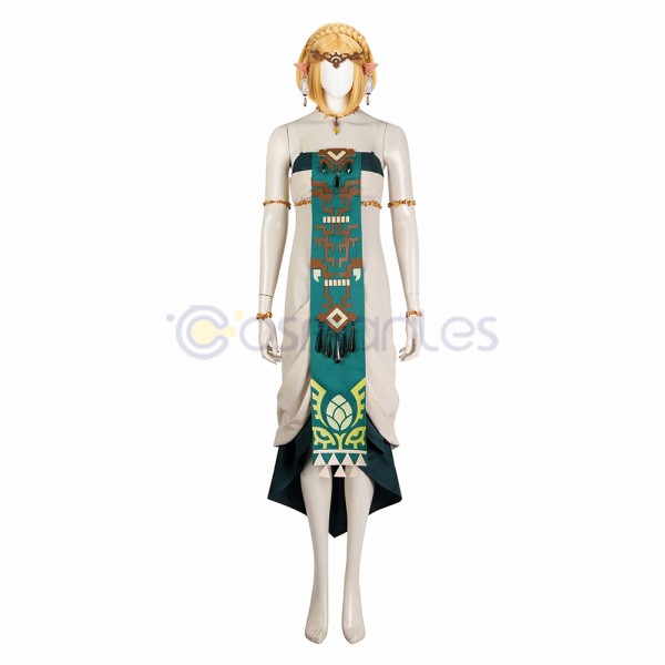 Princess Zelda Green Dress Tears of The Kingdom Cosplay Costumes
